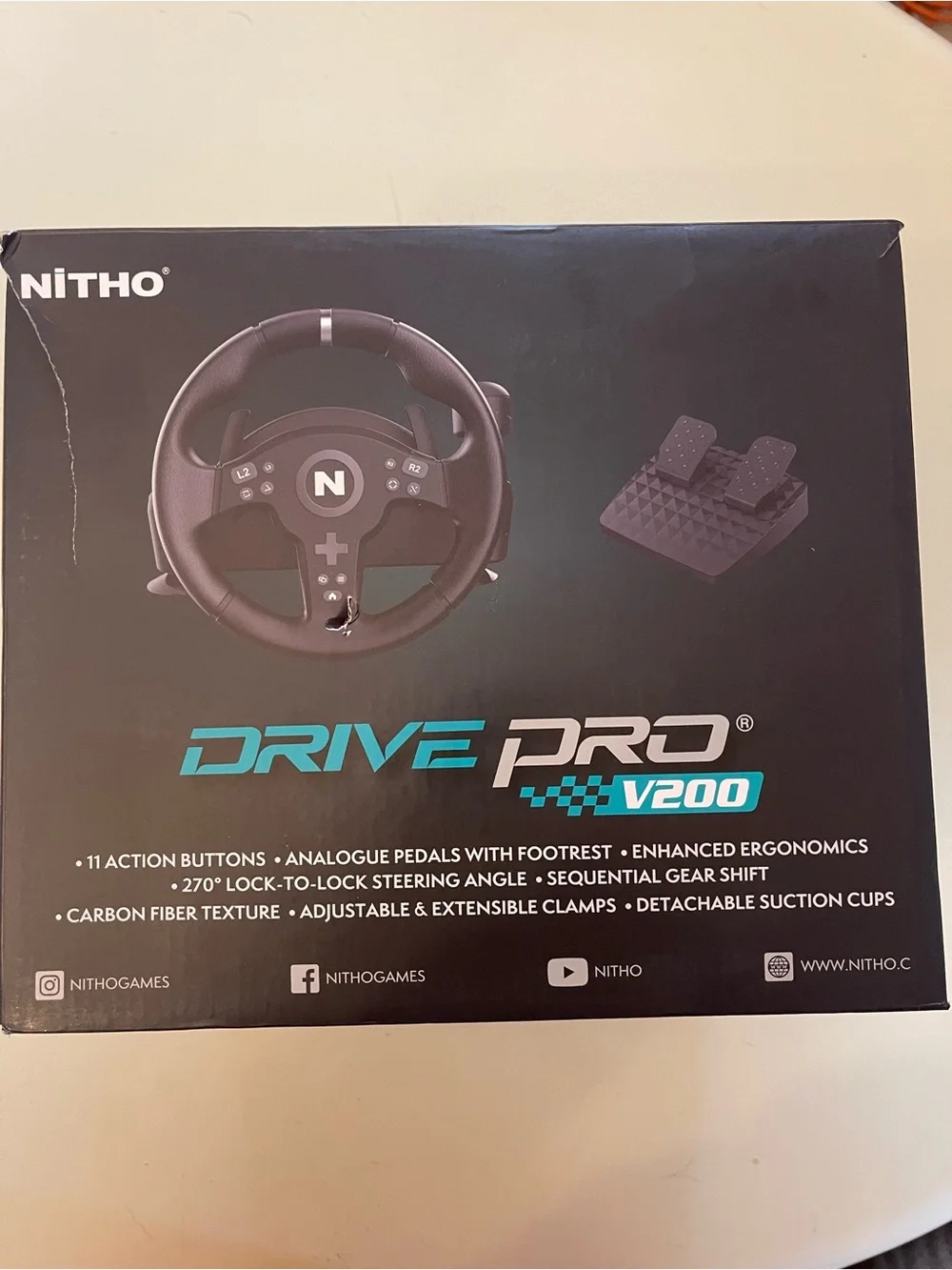 Open Box , Nitho Drive Pro V200 Racing Wheel & Pedals for Xbox, PC, PS4, Switch